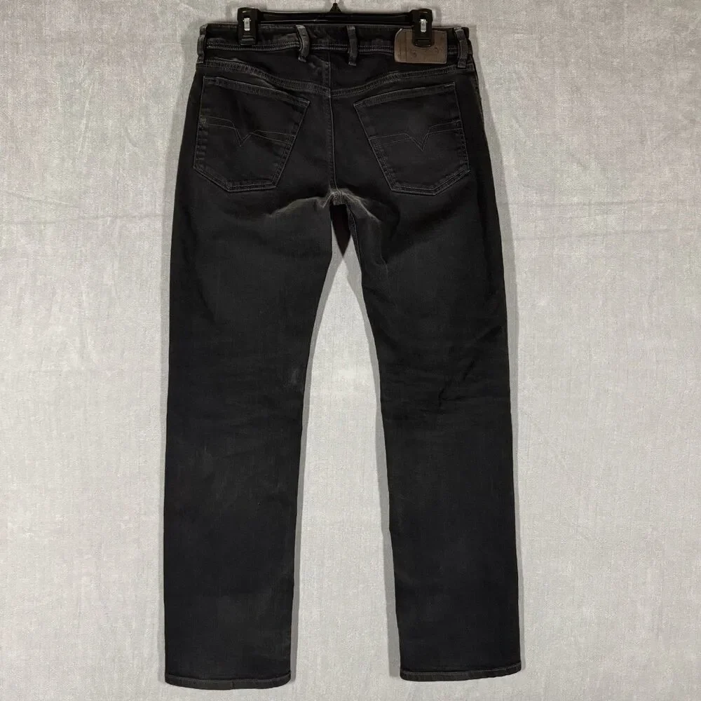 Diesel Waykee Jeans Mens 32x32 Black Regular Straight Button Fly Stretch Denim